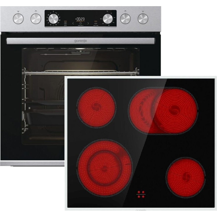 Gorenje - BCS6737E06X - Multifunktionaler Herd-Set Elektroherd mit großem 77L Backofen & Glaskeramik-Kochfeld, Schnellaufheizfunktion, Katalyse Reinigung & Vielseitigen Beheizungsarten