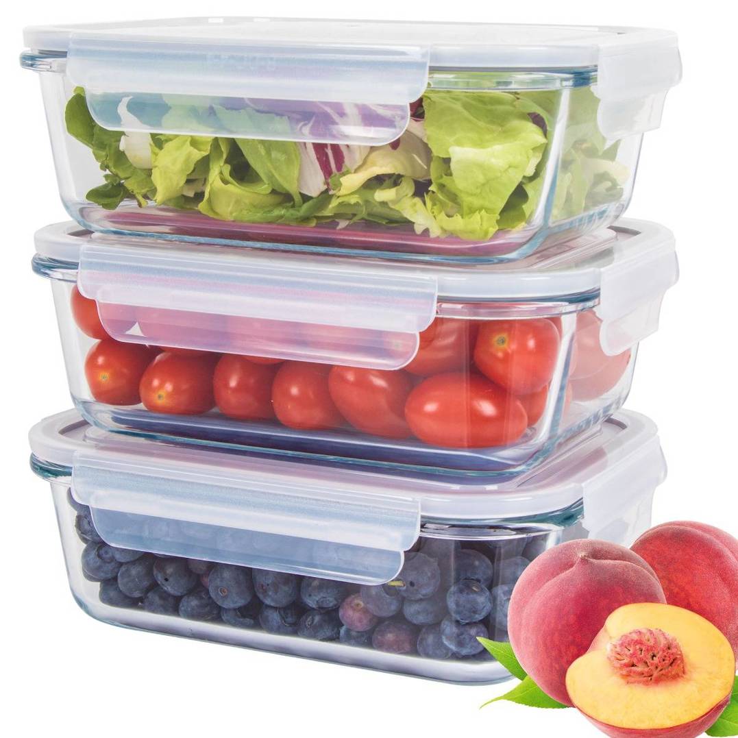 Classbach 3er Set Glas-Frischhaltedosen C-FHD 4020 G | 3 Dosen je 1040 ml