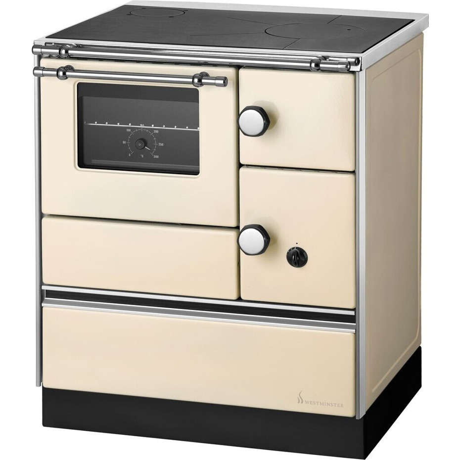 Wamsler - K 176 A/70 - Holzherd Standgerät 85cm hoch / 60cm tief (Farbe: creme, Heizleistung: 5 kW) links