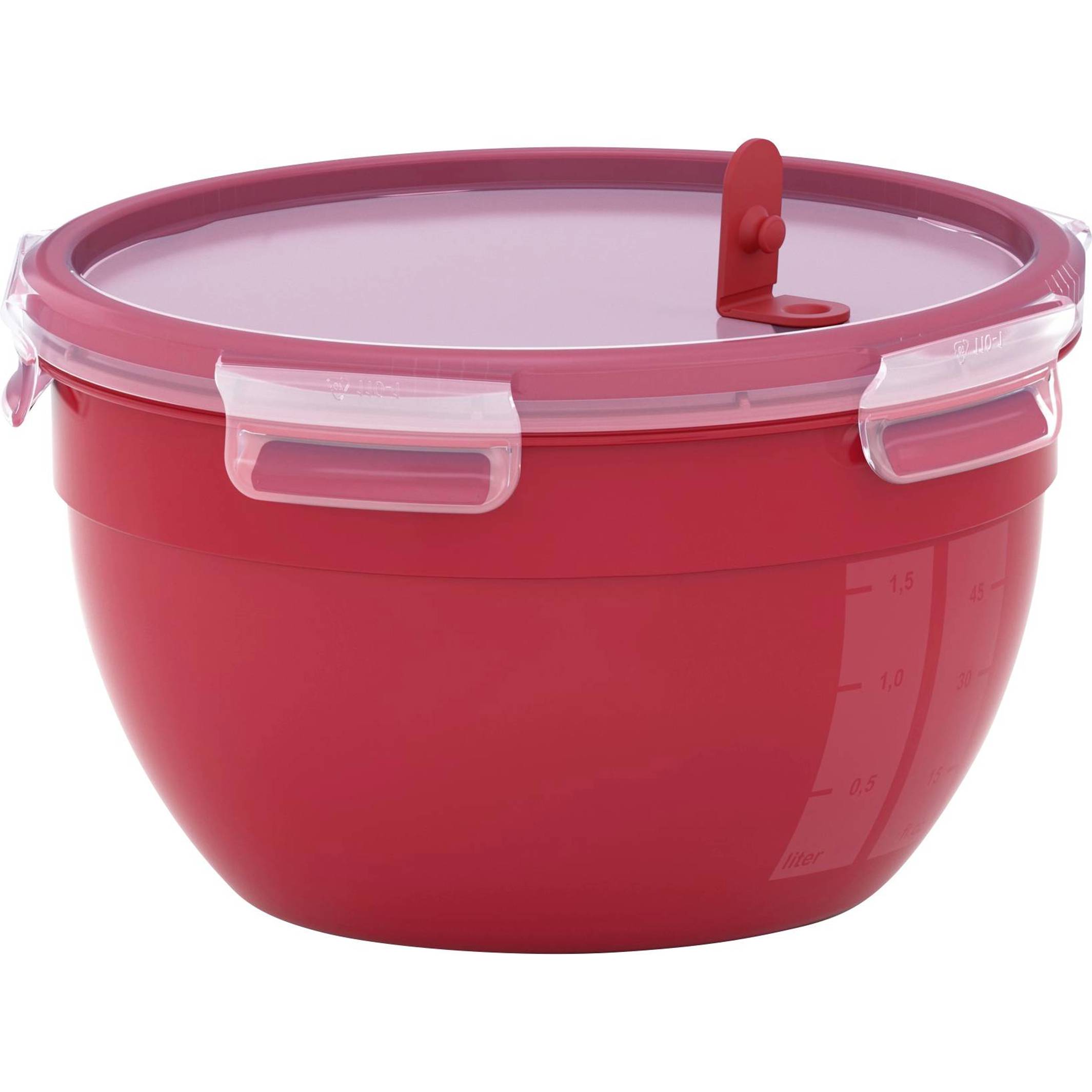 Emsa - N1060600 (rund) Mikrowellendose Clip & Micro (Kunststoff) - 2.6L (mit Deckel, spülmaschinenfest, BPA-frei) Rot