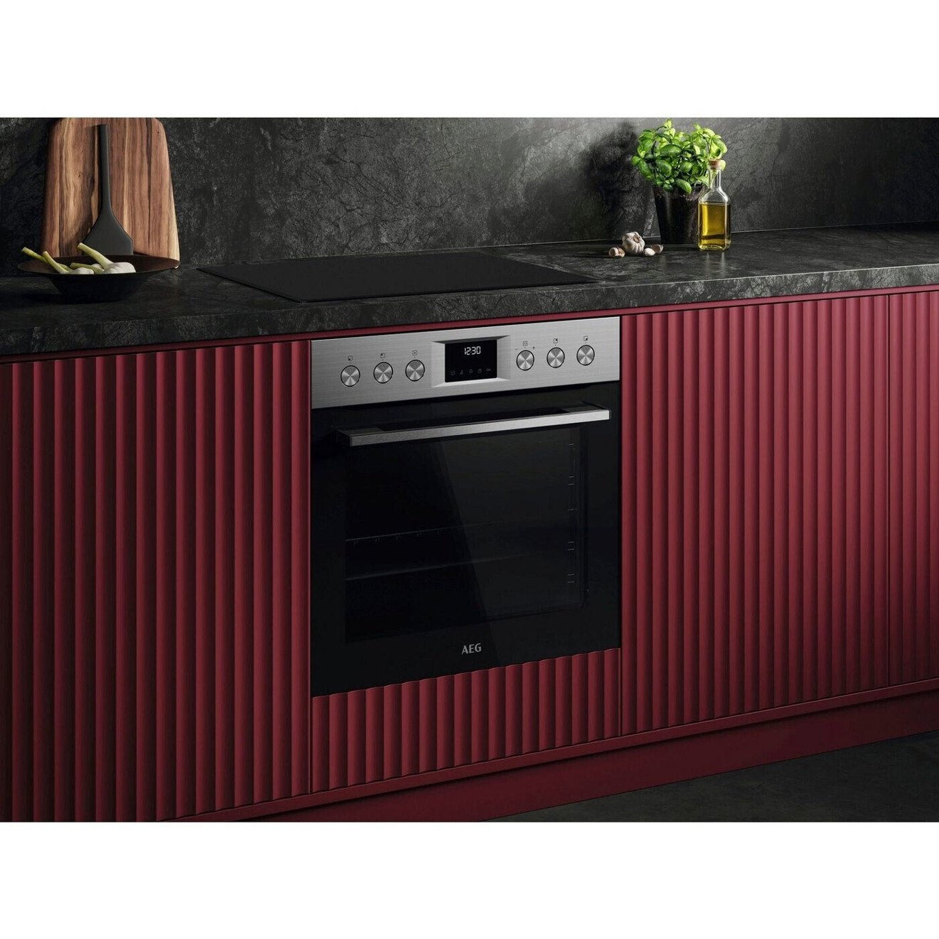 AEG - OU5AE20SM - MaxiKlasse Elektroherd (Glaskeramik-Elektrokochfeld, 4 Kochstellen, Pyrolyse-Selbstreinigung, groß 71L, schwarz)