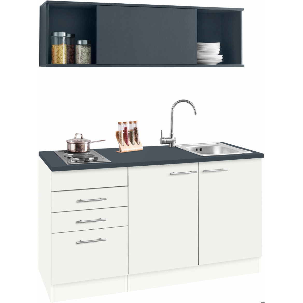 Optifit - 575395 (Miniküche, 150 cm, weiß, 60 cm)